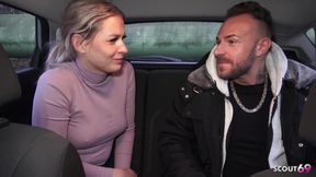 German Blonde Girl Lisa Pick up and Talk to Risky Fuck in Car at Public Place