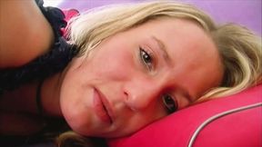 Amazing German babe stuffing a cucumber deep inside her muff