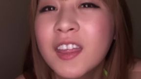 Slurpy POV: Asian Babe Swallows Cum in Public