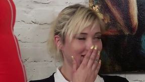 Busty CFNM Sluts Learn Group Handjob Skills from Experienced MILF Teacher