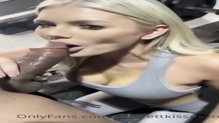 Hot Blonde Works Out At The Gym And Cums On Cock