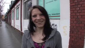 Pretty German slut eats cum after hot pussy fuck action