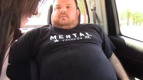 Hot brunette fucked by a fat guy