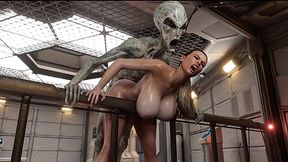 Alien with Huge Cock drills Busty MILF on a spaceship [BLACKLADDER]