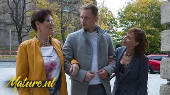 Mature Women Seduce Young Stranger in Wild Double Penetration Threesome