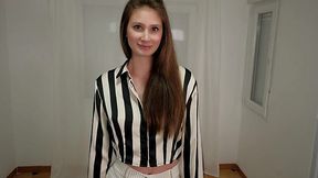 Sexy girl with big round tits brings me a nice sex doll and then makes me take turns fucking it and her pussy