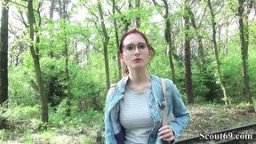 German Scout - College Redhead Teen Lia in Public Casting