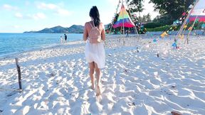 Squirting on PUBLIC BEACH and Dripping Anal Creampie ! Day with my Step Sister &amp; FREUTOY