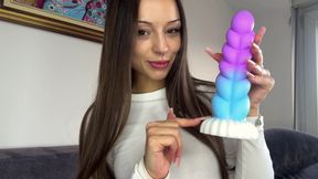 Cute petite babe solo anal fuck with monster dildo