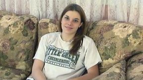 Cute amateur chubby teen strips and shows her hairy pussy