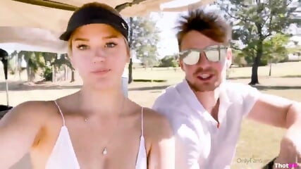 Golf Girl Rides On The Course