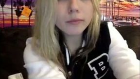 Stunning white skinny blonde teenie on webcam masturbating