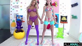 Slim Busty Blonde Emma Hix Gets Her Ass Smashed With BWC & Skinny Brunette Lisa Ann Assists Her