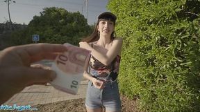 Horny slut got roughly fucked by a stranger for money outdoors