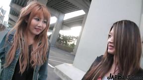 Japanese girls share cock in steamy FFM threesome