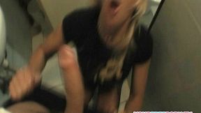 Sexy stranger sucks my cock in a filthy public toilet