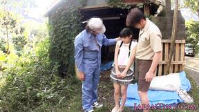 ”Japanese teen gets her bombshell face covered in cum outside”