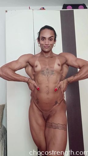 Ripped ebony milf giving you a taste of her body