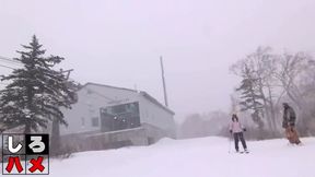 Jap Babe's Outdoor Brunette Threesome Spree