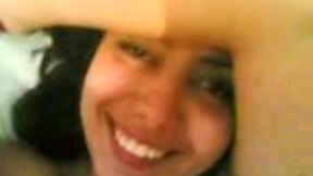 Cute Arab girl smears the juice all over her tits after she gave me hot BJ