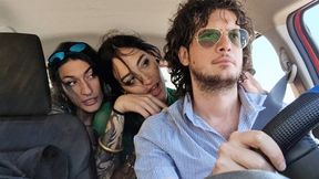 I picked up two lesbian hitchhikers. They were both a handful but at least they tasted my cock - DOUBLE BLOWJOB - STANDING FUCK