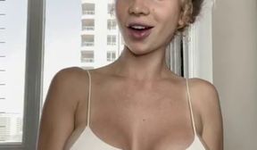 daytime naked lingerie modeling by big titty beauty