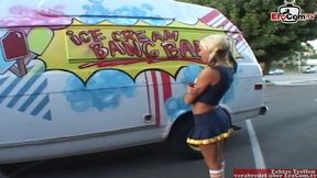 Petite blonde cheerleader teen picked up for sex in a car
