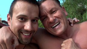 Outdoor Blonde DP Poolside Passion