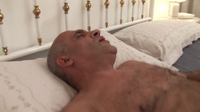 Old pig touching his stepdaughter