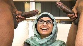 Arab whore Mia Khalifa's First Monster Cock Threesome - interracial hardcore
