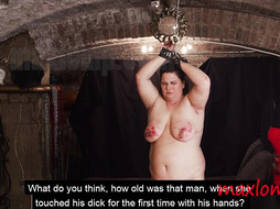 Hard Whip Strokes on Her Huge Tits