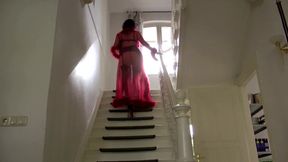 Smoking stocking lady masturbation show