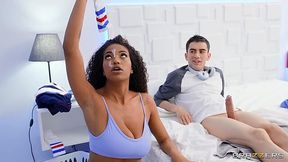 Stuck ebony takes BWC from her tricky pale Roomie