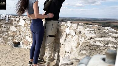 Hiking with my slim and hot fitness model personal trainer. Caught in the act at the public lookout.