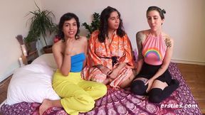 Three Hot Brunette Babes Have Lesbian Sex With a Toy - Hd threesome