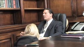 Blonde lawyer sucks her boss's cock