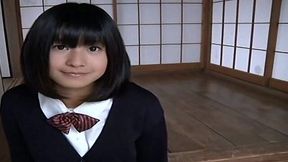 Cute Japanese college chick looks sexy in her uniform