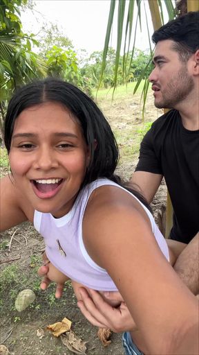 Risky sex in public by the farm I know we got caught