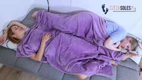 Girl on Girl Foot Worship and Smelling in Bed