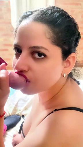 Sluty Saltena gargles with my dick and likes all the cum on her face and tits feat Eddie Queens Part 1