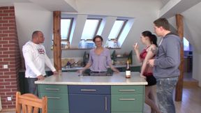 Redhead German stepsis fucked hard in the kitchen