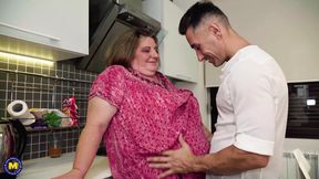 Curvy big breasted Jana loves younger muscled men