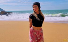 I Asked a Stranger to Film Me on the Beach, I Rewarded Him with a Very Wet Blowjob!