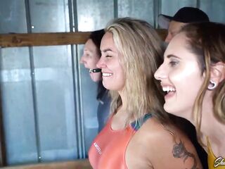 Kinky gals got hogtied and enjoyed rolling in the mud the other day, in the afternoon