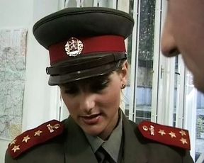 German policewoman pleasing a hard and loaded cock