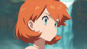 Busty Misty sucks and rides Ash's huge cock outdoors in Pokemon Hentai Animation