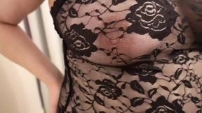 Wife in Lingerie holdup Stockings