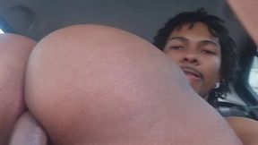 Outdoor Car Encounter with Curvy Ebony Amateur on a Public Ride