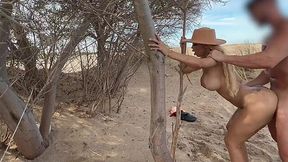 Huge-titted blonde tastes cock in public beach perversions