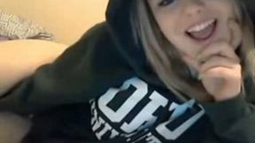 Blonde college skank undresses completely on webcam